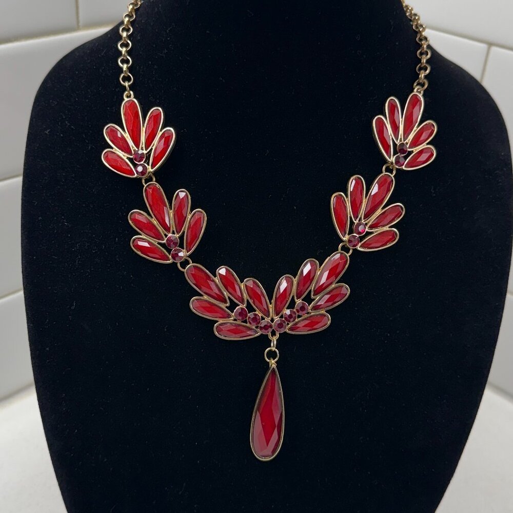 Red Statement Teardrop Pendant Necklace - Women Jewelry Necklaces